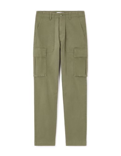 Pantalon cargo bas droit coton stretch - marron - camaieu - Modalova