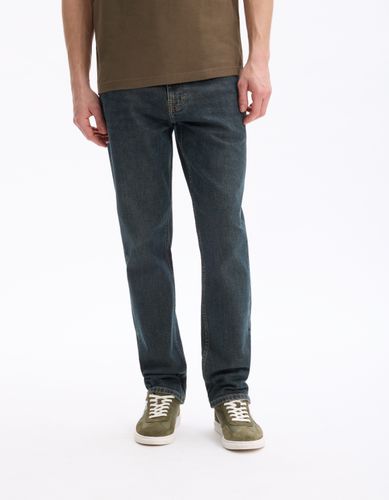 Jean straight coton stretch - bleu moyen - camaieu - Modalova