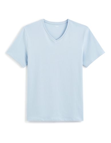 T-shirt slim col V en coton stretch - camaieu - Modalova