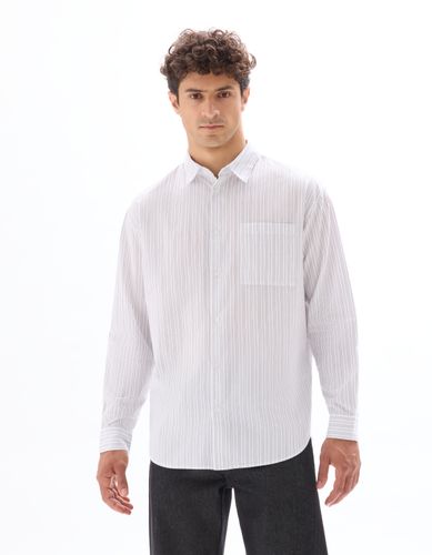 Chemise Loose en popeline rayée - camaieu - Modalova