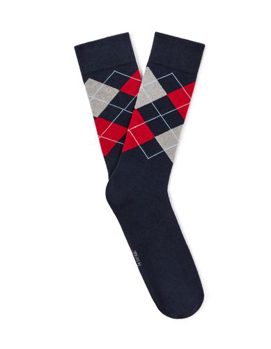 Chaussettes tige haute sport coton stretch à motifs losanges - camaieu - Modalova