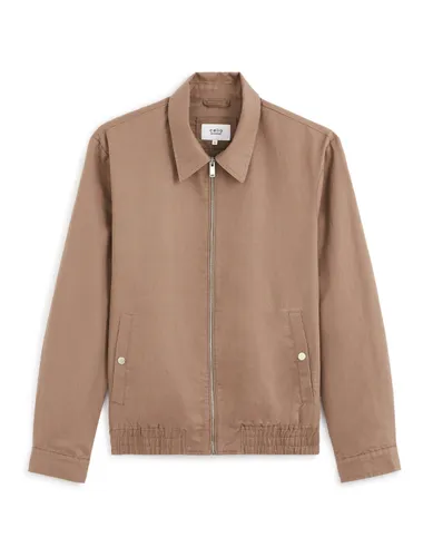 Blouson zippé en lin coton - taupe - camaieu - Modalova