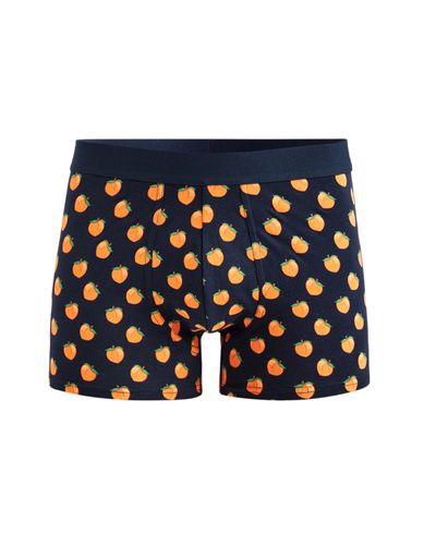 Boxer coton stretch motifs pêches - marine - camaieu - Modalova