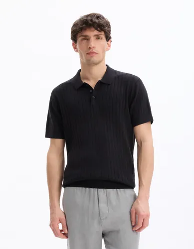 Polo regular en maille texturée coton mélangé - camaieu - Modalova