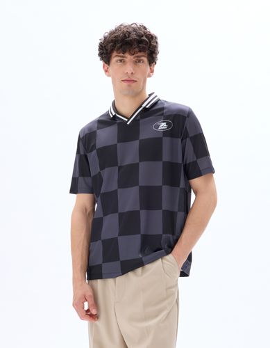 T-shirt boxy col polo - noir - camaieu - Modalova