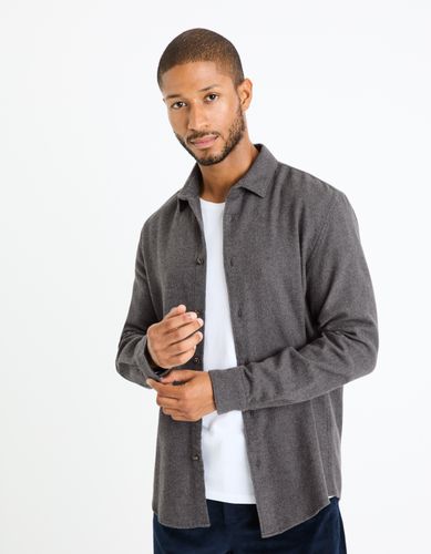 Chemise regular 100% coton - gris chine - camaieu - Modalova