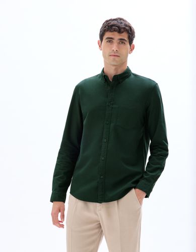 Chemise regular 100% coton biologique - vert foncé - camaieu - Modalova