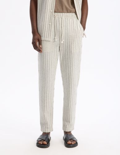 Pantalon relaxed coton mélangé - ecru - camaieu - Modalova