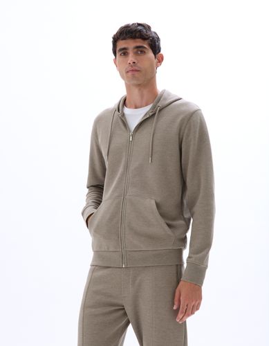 Sweat zippé à capuche regular en piqué - camaieu - Modalova