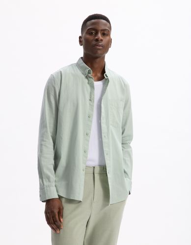 Chemise regular slub 100% coton - kaki - camaieu - Modalova