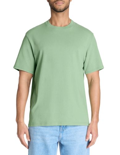 T-shirt boxy col rond 100% coton pigment - vert - camaieu - Modalova