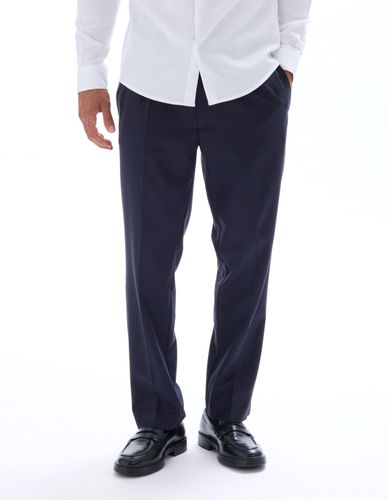 Pantalon chino straight stretch sergé - marine - camaieu - Modalova