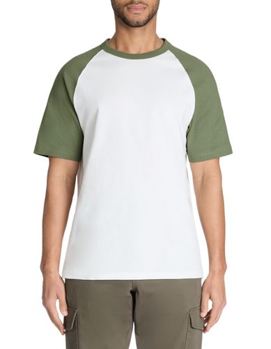 T-shirt boxy col rond 100% coton - vert - camaieu - Modalova