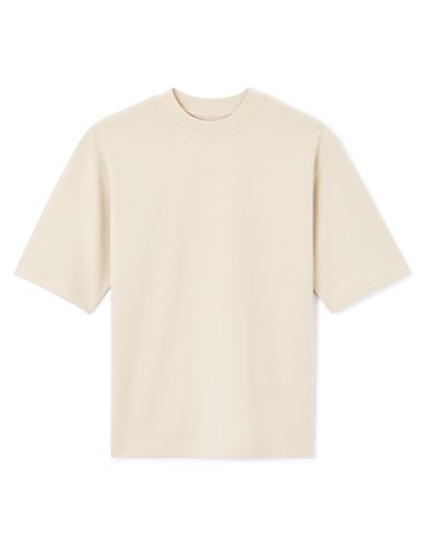 T-shirt col rond oversize - beige - camaieu - Modalova