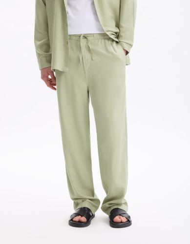 Pantalon loose 100% coton tencel - vert - camaieu - Modalova