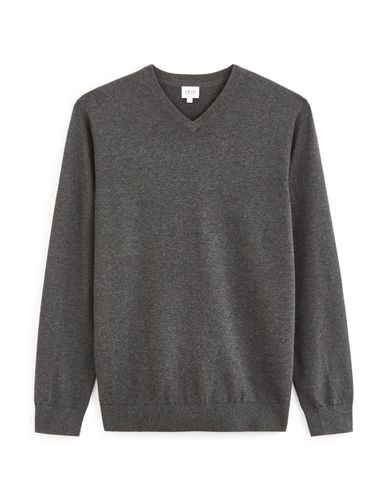 Pull col V 100% coton - anthracite - camaieu - Modalova