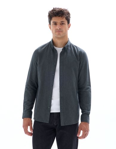 Chemise regular en flanelle - vert foncé - camaieu - Modalova