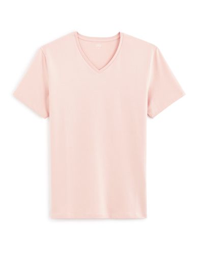 T-shirt slim col V en coton stretch - camaieu - Modalova