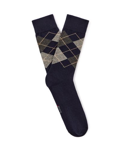 Chaussettes tige haute sport coton stretch à motifs losanges - marine - camaieu - Modalova