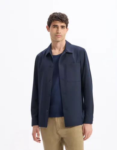 Surchemise stretch 1 poche - marine - camaieu - Modalova