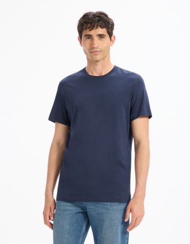 T-shirt straight col rond 100% coton + long - camaieu - Modalova