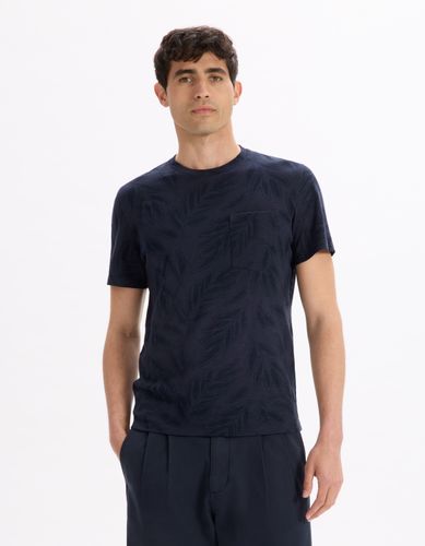 T-shirt straight col rond 100% coton - marine - camaieu - Modalova