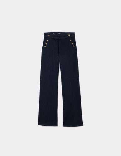 Jeans large avec boutons en corne - denim - camaieu - Modalova