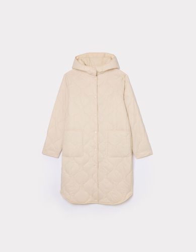 Doudoune légère longue à capuche oversize - beige - camaieu - Modalova