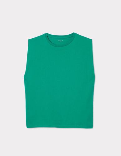 T-shirt en coton sans manches - vert émeraude - camaieu - Modalova