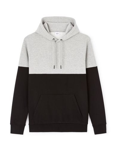 Sweat à capuche en coton mélangé - gris - camaieu - Modalova