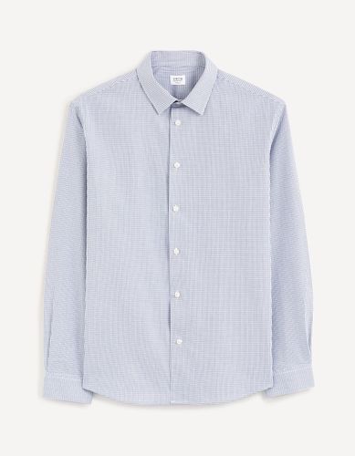 Chemise regular popeline 100% coton - carreaux bleu - celio - Modalova