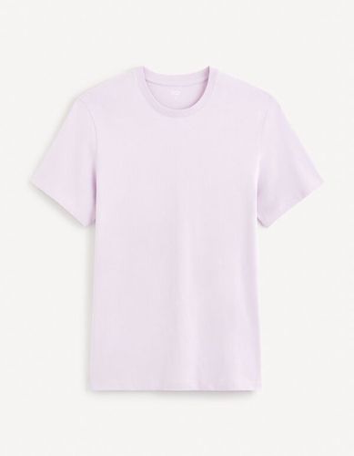 T-shirt col rond en coton - lilas - celio - Modalova