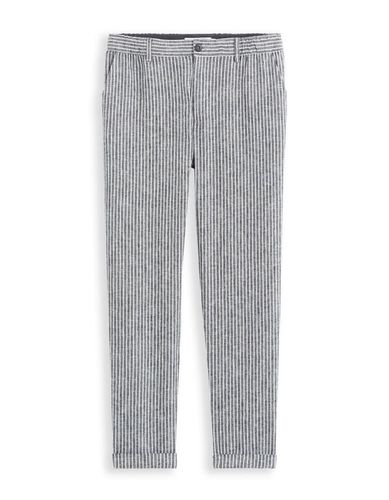 Pantalon rayé en lin et coton - marine - camaieu - Modalova