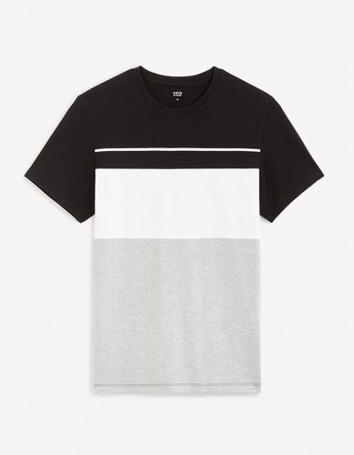 T-shirt col rond color block - noir - celio - Modalova