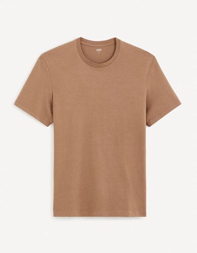 T-shirt col rond 100% coton - taupe - celio - Modalova