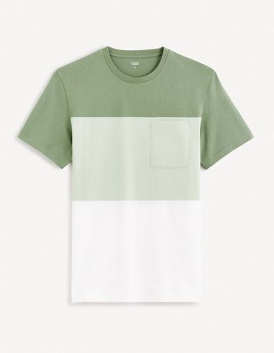 T-shirt col rond color block - vert - celio - Modalova