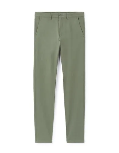 Pantalon chino slim en coton stretch - vert - camaieu - Modalova