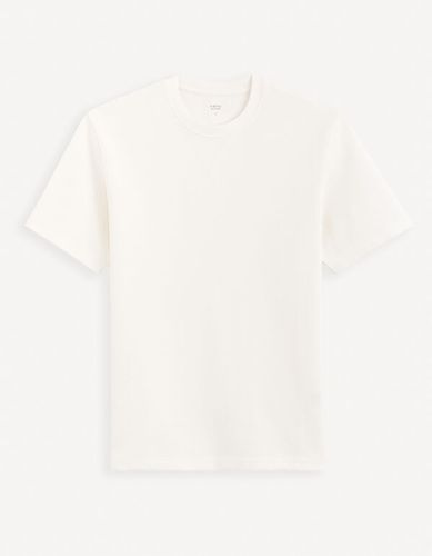 T-shirt boxy col rond - beige - celio - Modalova
