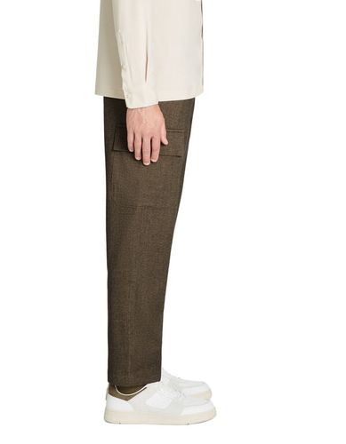 Pantalon cargo straight flanelle stretch - marron - camaieu - Modalova