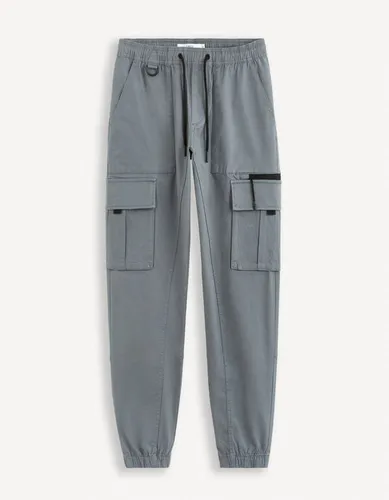 Pantalon cargo coton stretch - gris - celio - Modalova