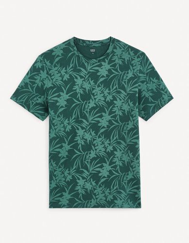 T-shirt col rond imprimé en coton - vert - celio - Modalova