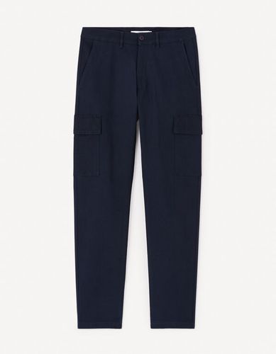 Pantalon cargo slim en coton stretch - marine - celio - Modalova
