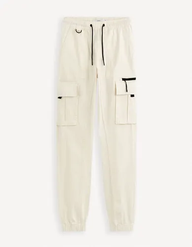 Pantalon cargo coton stretch - écru - celio - Modalova