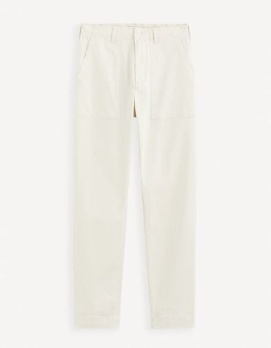 Pantalon straight worker coton stretch - beige - celio - Modalova