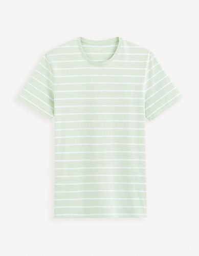 T-shirt col rond en coton - vert clair - celio - Modalova