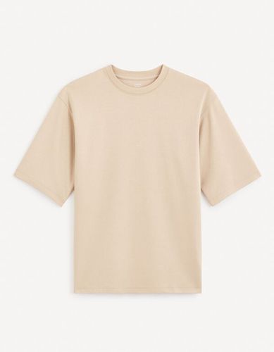 T-shirt col rond en coton mélangé - taupe - celio - Modalova