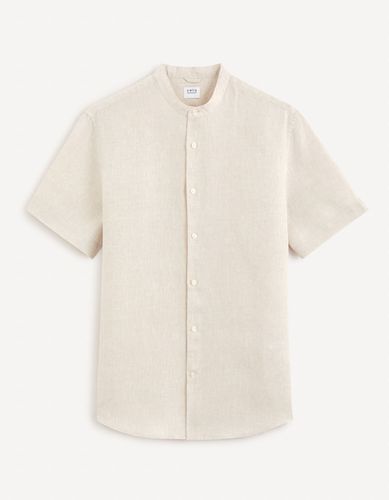 Chemise col mao regular 100% lin - naturel - celio - Modalova