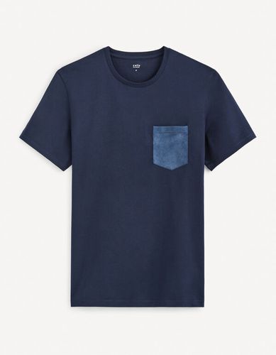 T-shirt col rond straight 100% coton - marine - celio - Modalova
