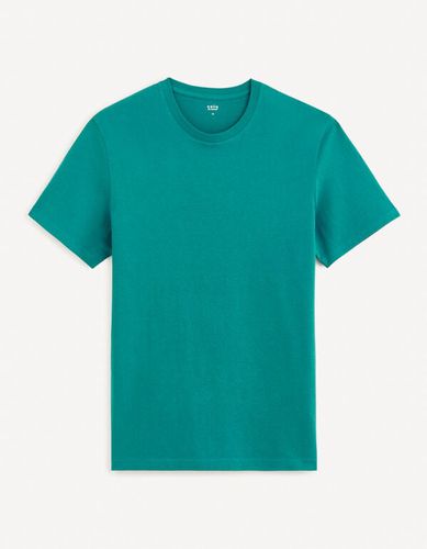 T-shirt col rond en coton - bleu pÃ©trole - celio - Modalova