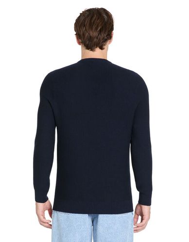 Pull col rond 100% coton - marine - camaieu - Modalova